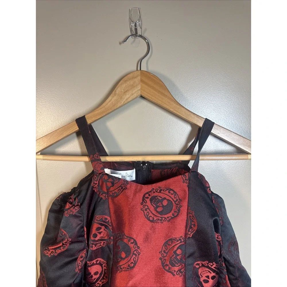 Chasing Fireflies Girls Costume Dress Skulls Red Black SZ 8